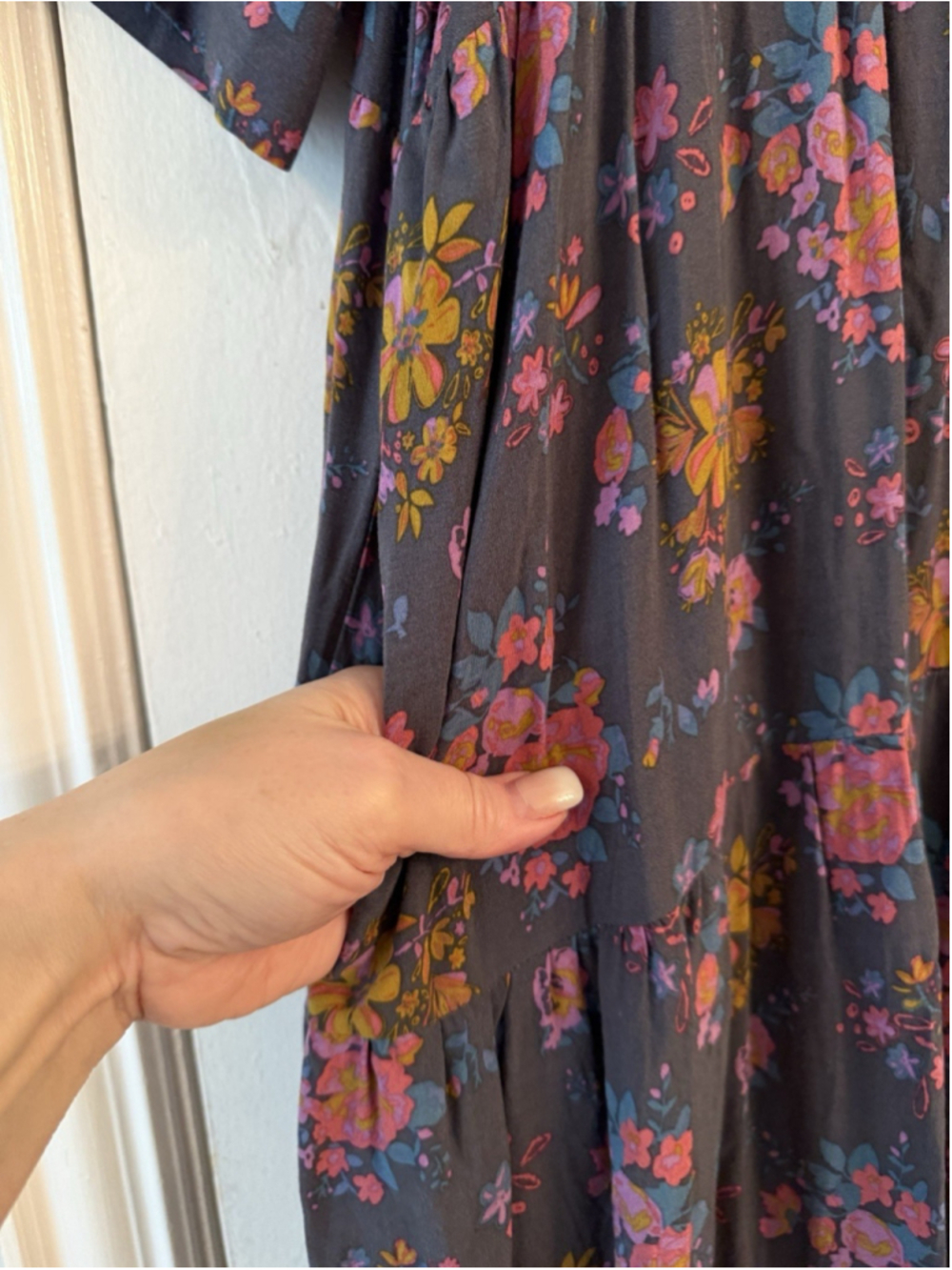 Natural Life Rebecca Floral Boho Midi Dress Sz L Peasant Cottagecore - Picture 10 of 15